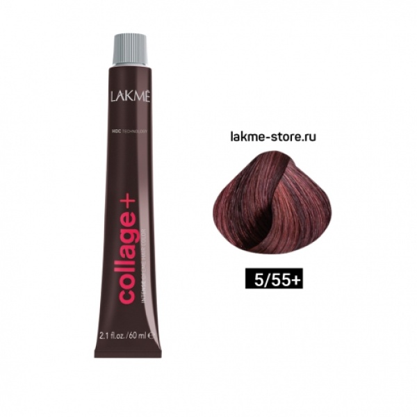 Lakme Крем-краска Collage, 5/55+ Светлый шатен интенсивный махагоновый, 60 мл купить