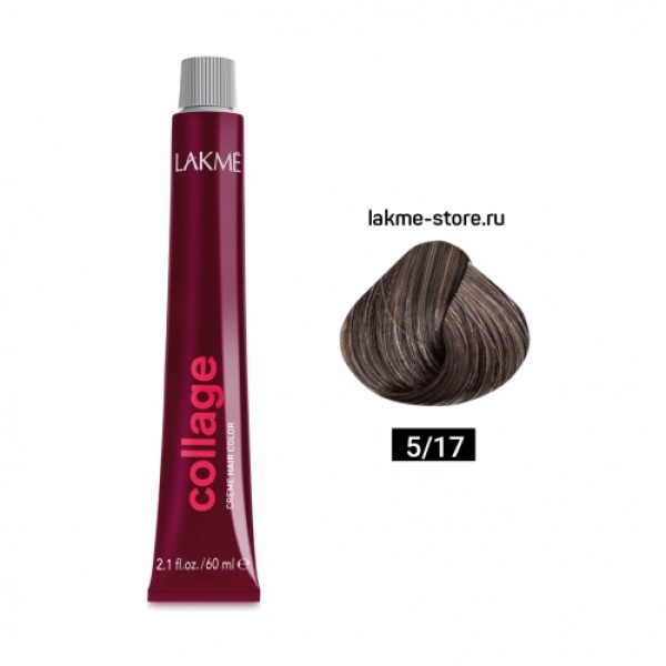 Lakme Крем-краска Collage, 5/17 Светлый шатен пепельный, 60 мл купить
