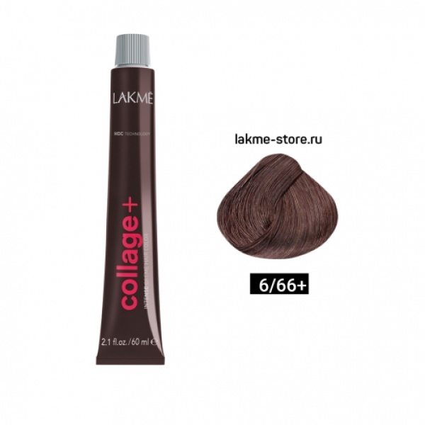 Lakme Крем-краска Collage, 6/66+ Темный блондин интенсивный коричневый яркий, 60 мл купить