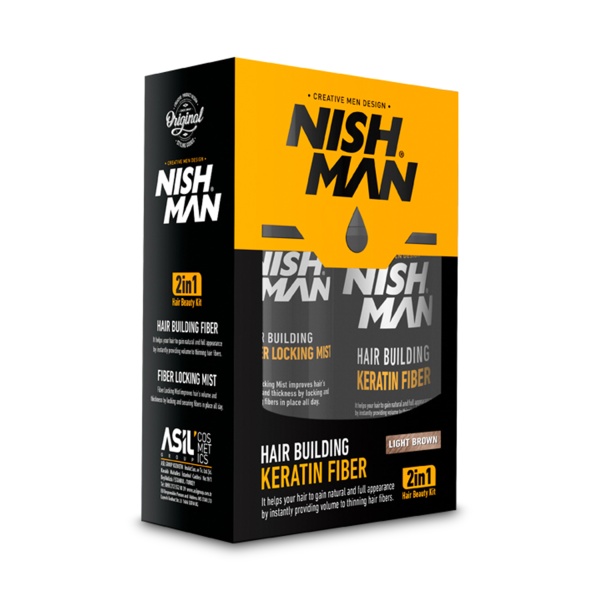 Nishman Загуститель для волос + лак, Light Brown, 20 гр + 100 мл купить