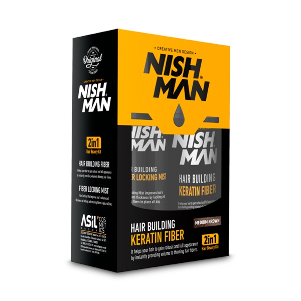 Nishman Загуститель для волос + лак, Medium Brown, 20 гр + 100 мл купить