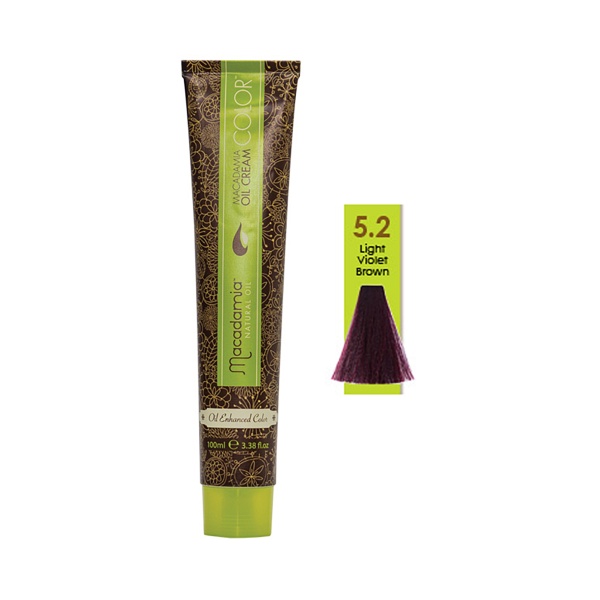 Macadamia Professional Краска для волос Natural Oil Cream Color, 5/2 светлый зелено матовый каштановый, 100 мл купить