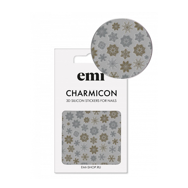 E.Mi Силиконовые стикеры Charmicon 3D Silicone Stickers, №151 Снежинки золото/серебро купить