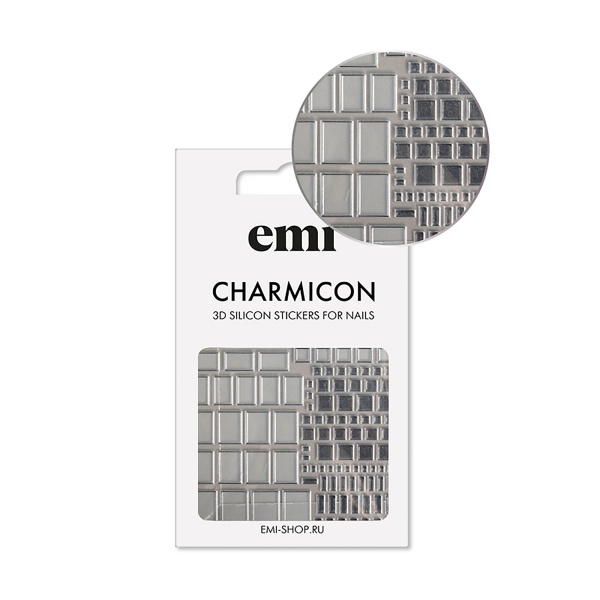 E.Mi Силиконовые стикеры Charmicon 3D Silicone Stickers, №159 Квадраты серебро купить