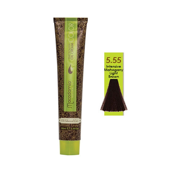Macadamia Professional Краска для волос Natural Oil Cream Color, 5.55 яркий красное дерево светло каштановый, 100 мл купить
