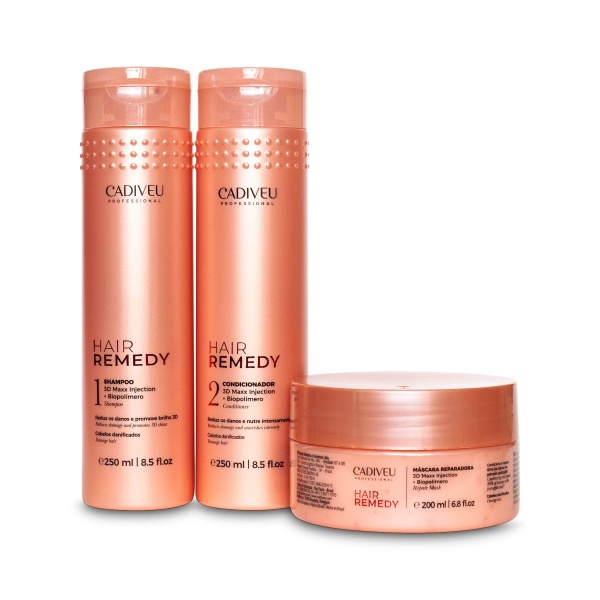 Cadiveu Professional Набор для ухода Hair Remedy: шампунь, кондиционер и маска, 2 х 250 мл, 200 мл купить