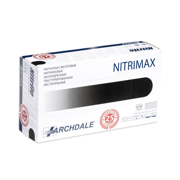 Archdale Перчатки одноразовые нитриловые Nitrimax, черные, 50 пар, размер XL купить