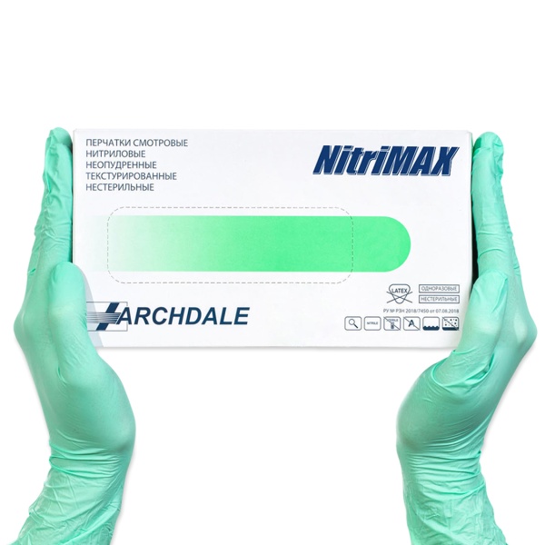 Archdale Перчатки одноразовые нитриловые Nitrimax, зеленые, 50 пар, размер XL купить