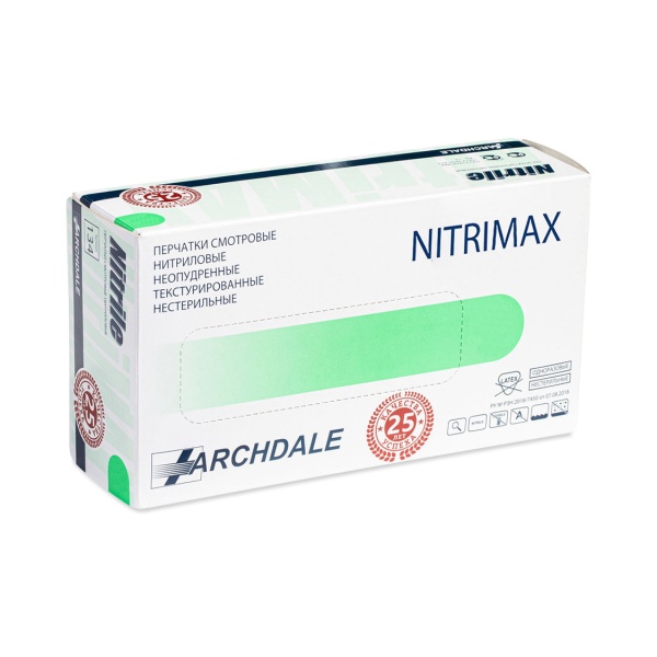 Archdale Перчатки одноразовые нитриловые Nitrimax, зеленые, 50 пар, размер XL купить
