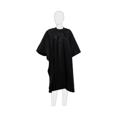 Dewal Pro Пеньюар для стрижки Глянец, полиэстер, черный, на крючках, 128 х 146 см купить
