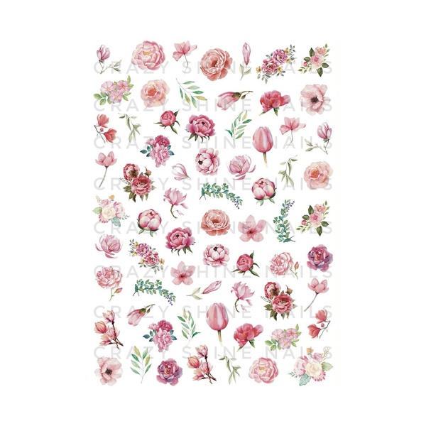 Crazy Shine Nails Слайдер-дизайн Mini, №1021 Розовые цветы
