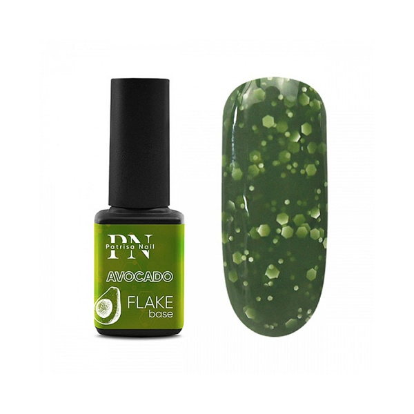 Patrisa Nail Камуфлирующая база для гель-лака Flake Base, Avocado, 12 мл купить