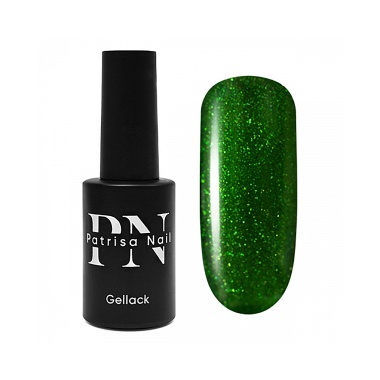 Patrisa Nail Гель-лак Trend Green, №445 модный зелёный с множеством искрящихся блёсток, 8 мл купить