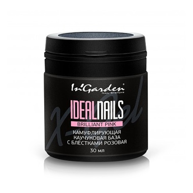InGarden Камуфлирующая каучуковая база для гель-лака Ideal Nails Brilliant, pink розовая, 30 мл купить