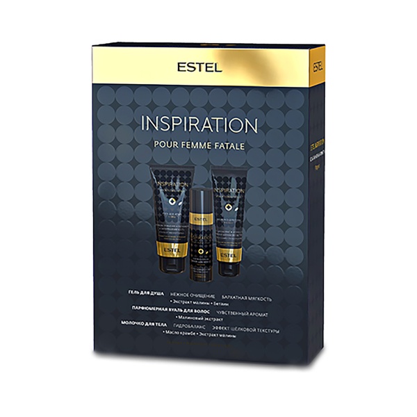 Estel Professional Компаньоны аромата Inspiration: парфюмерная вуаль для волос 100 мл, гель для душа 200 мл, молочко для тела 150 мл купить