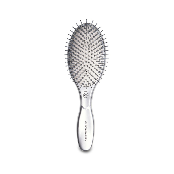 Olivia Garden Щетка для волос Expert Care Oval Nylon Bristles Silver, серая купить