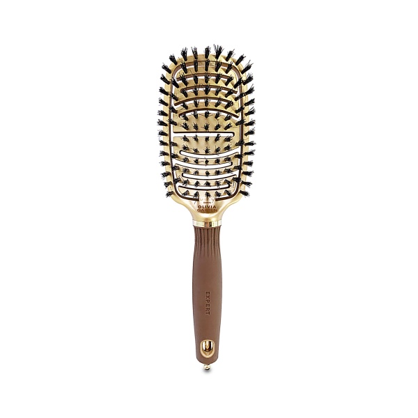 Olivia Garden Щетка для волос Expert Care Flex Boar Bristles Gold & Brown, коричневый купить