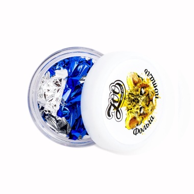 Zoo Nail Art Фольга поталь двусторонняя, №1550 синяя/серебро, 14x14 см купить