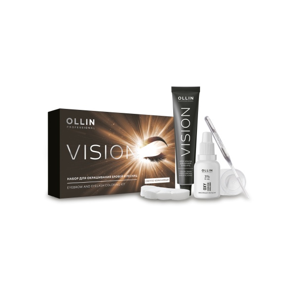 Ollin Professional Набор для окрашивания бровей и ресниц Vision, Светло-коричневый, 2 х 20 мл купить