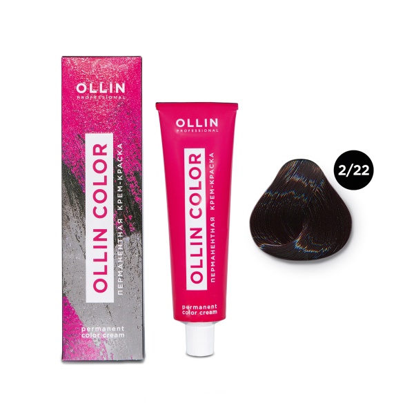 Ollin Professional Перманентная крем-краска для волос Color, 2/22 черный фиолетовый, 100 мл купить