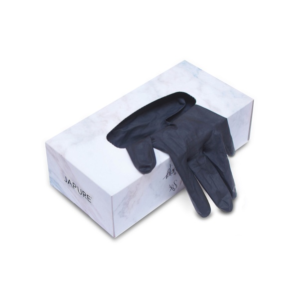 Japure Перчатки латексные Black Skinny Gloves, черные, M, 100 шт купить