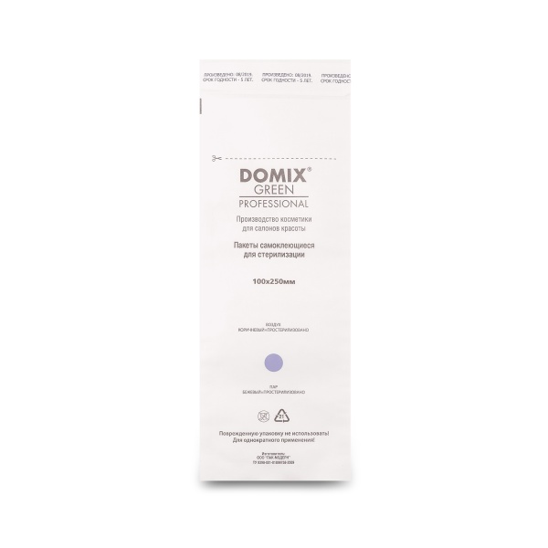Domix Green Professional Крафт-пакеты для стерилизации и хранения инструментов, 100х250 мм, белые, 100 шт купить