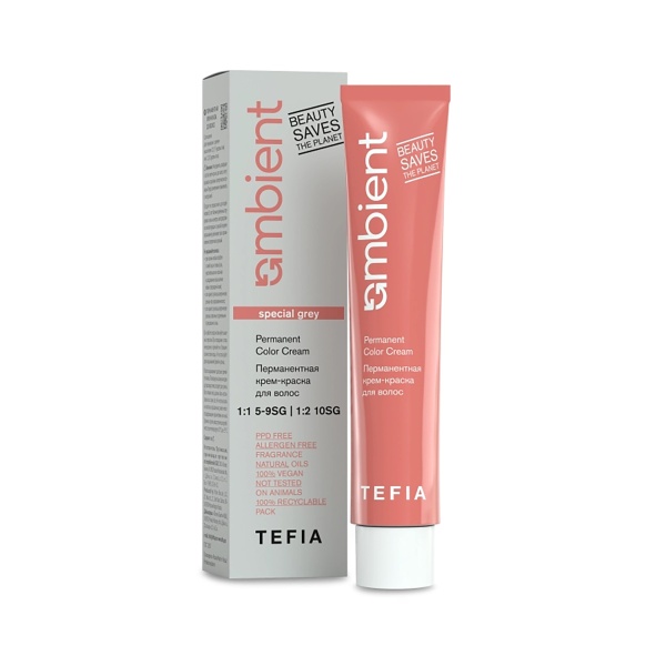 Tefia Перманентная крем-краска для седых волос Ambient Special Grey, 9.830 очень светлый блондин коричнево-золотистый, 60 мл купить