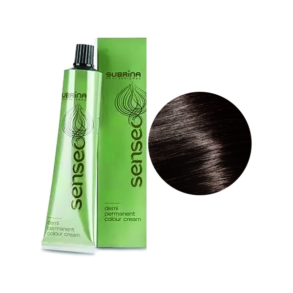 Subrina Professional Деми-перманентная интенсивная краска для волос без аммиака Colour Senseo Demi-Permanent, 4/0 средне коричневый, 60 мл купить