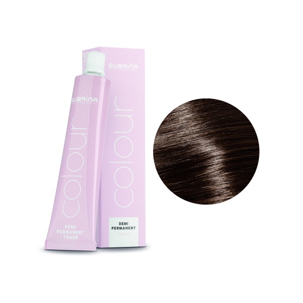 Subrina Professional Деми-перманентная интенсивная краска для волос без аммиака Demi-Permanent, 5/77 светло коричневый шоколадный, 60 мл купить