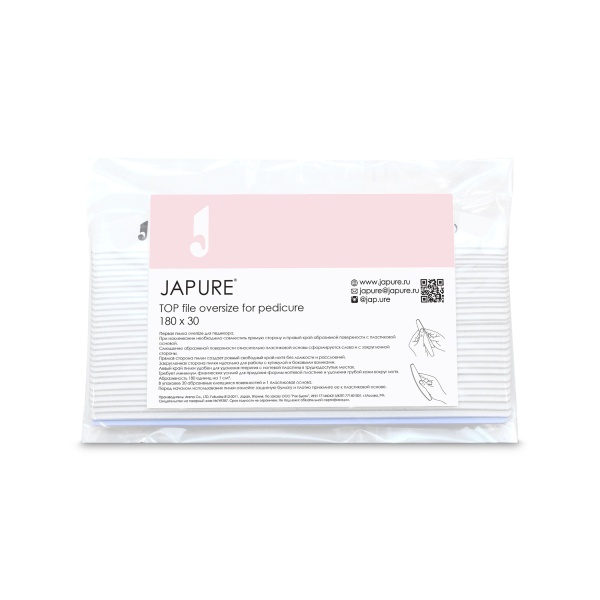 Japure Первая пилка для педикюра Top File Oversize For Pedicure, 180 грит, 30 шт купить