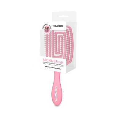 Solomeya Расческа для сухих и влажных волос Wet Detangler Brush Paddle Strawberry, аромат клубники MZ купить