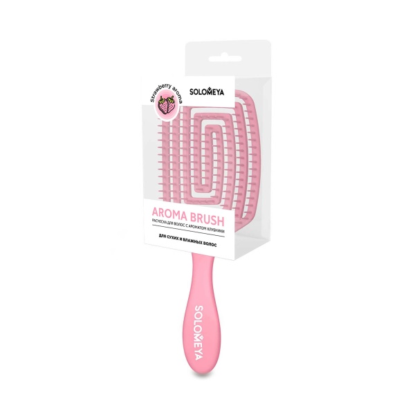 Solomeya Расческа для сухих и влажных волос Wet Detangler Brush Paddle Strawberry, аромат клубники MZ купить