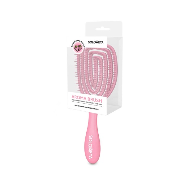 Solomeya Расческа для сухих и влажных волос Wet Detangler Brush Oval Strawberry, аромат клубники MZ0011 купить