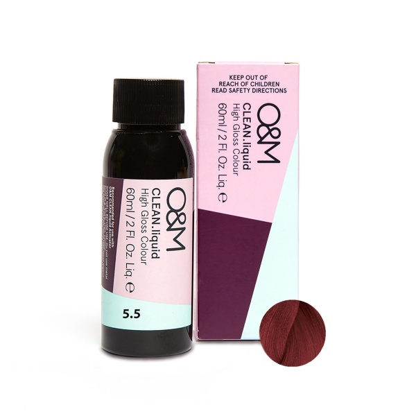 О&M Гель-краска для волос Clean.liquid High Gloss Colour, 5.5 Light Red Brown красный светло-коричневый, 60 мл купить