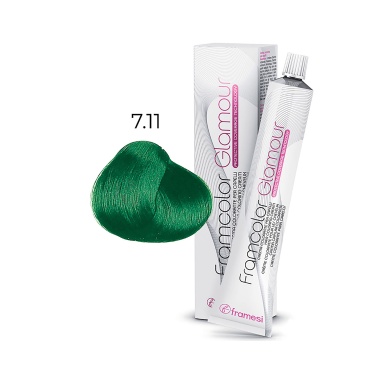 Framesi Крем-краска для волос Framcolor Glamour, 7.11 чистый зеленый, 100 мл купить