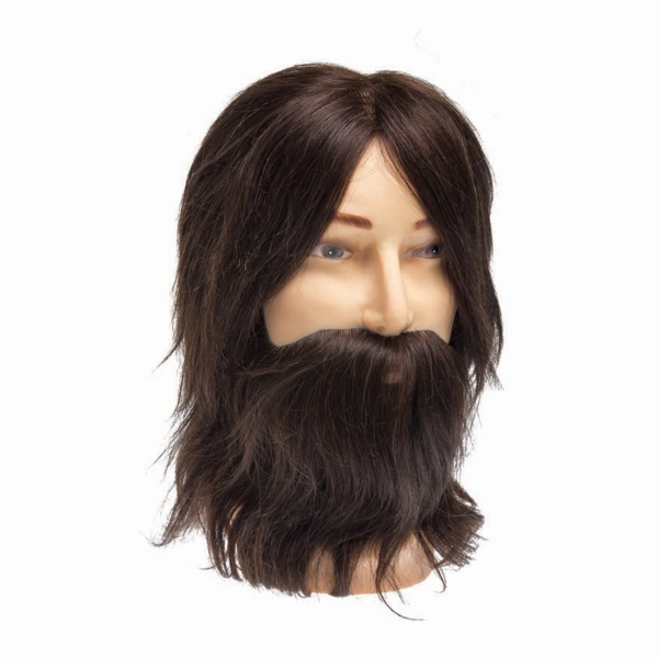 Dewal Голова учебная мужская натуральные волосы с усами и бородой, 35 см, шатен купить
