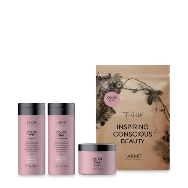 Lakme Дорожный набор для защиты цвета окрашенных волос Teknia Color Stay Travel Pack, шампунь, кондиционер, маска купить