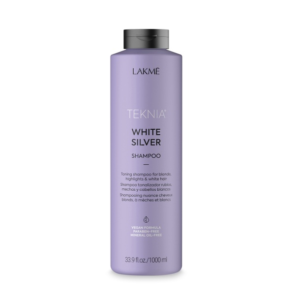 Lakme Шампунь тонирующий для нейтрализации желтого оттенка волос Teknia White Silver, 1000 мл купить