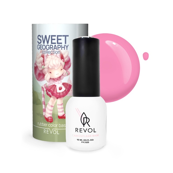 Revol Цветная база для ногтей Rubber Base Sweet Geography, №8 Parfait, 10 мл купить