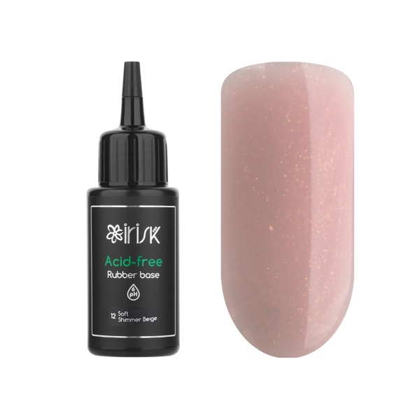 Irisk Professional База каучуковая бескислотная Acid-Free Rubber Base, №12 Soft Shimmer Beige, 50 мл купить