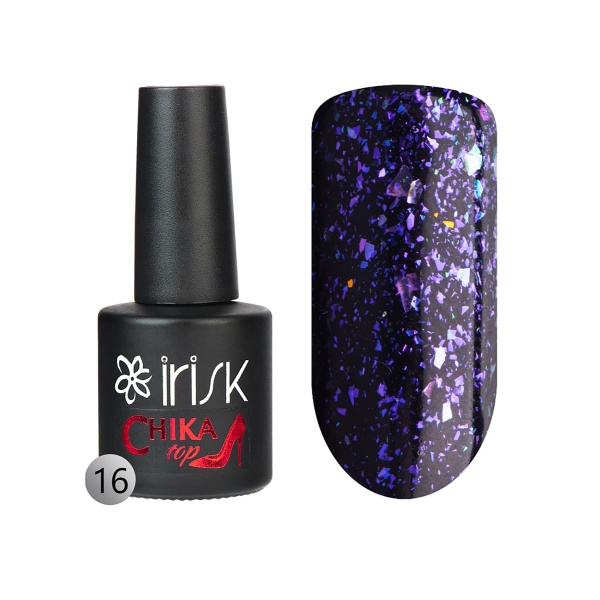 Irisk Professional Топ с шиммером без липкого слоя Жидкие кристаллы Chika Top, №16, 10 мл купить