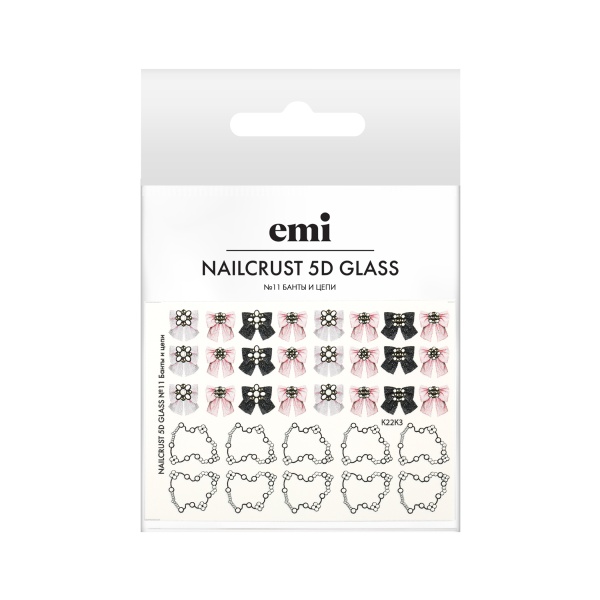 E.Mi Наклейки для ногтей Nailcrust 5D Glass, №11 Банты и цепи купить