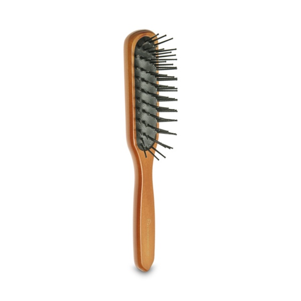 Eurostil Массажная щетка для волос деревянная, прямоугольная, маленькая, коричневая купить