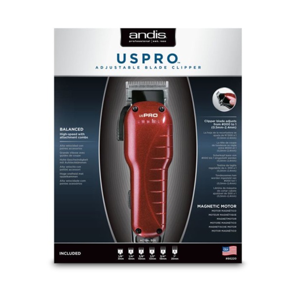 Andis Вибрационная машинка для стрижки волос US-1 Pro Adjustable Blade Clipper, красная купить