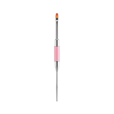 Irisk Professional Кисть для полигеля овальная с лопаткой PolyGel, №02 розовая, в тубе купить