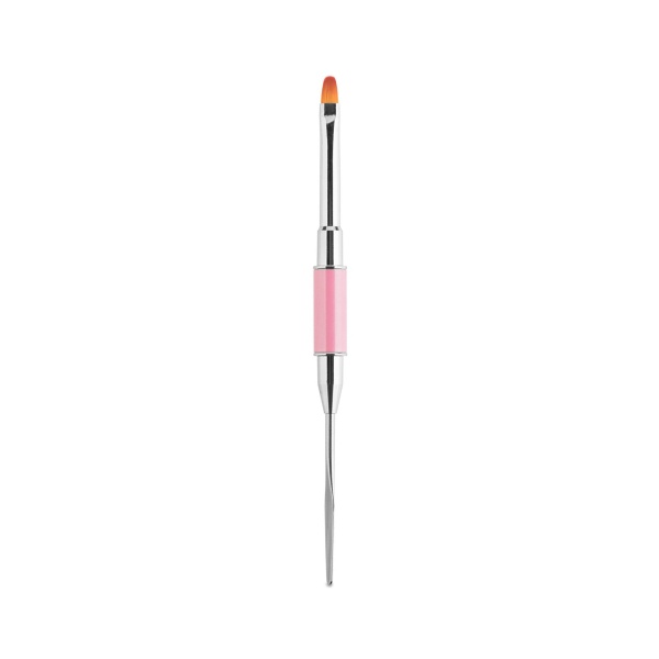 Irisk Professional Кисть для полигеля овальная с лопаткой PolyGel, №02 розовая, в тубе купить