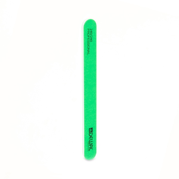 Dewal Пилка для ногтей Neon, пряма, абразивность 240/240, 18 см, зеленая купить