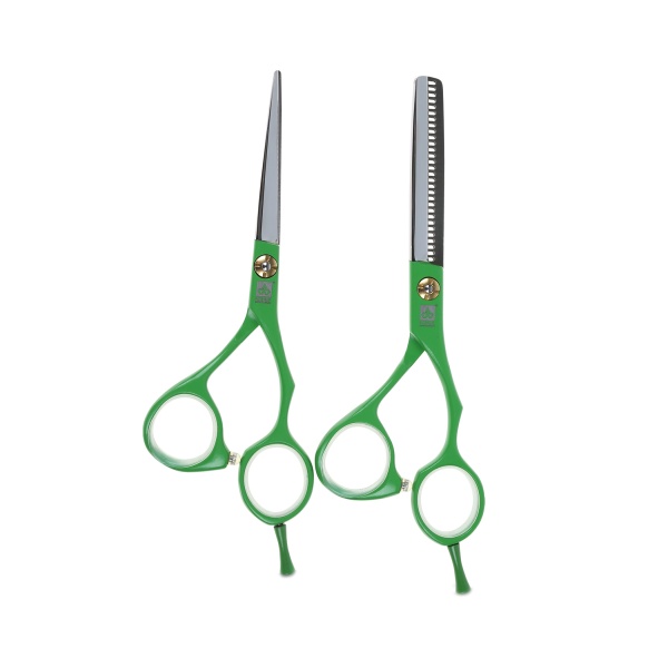 Dewal Набор из двух парикмахерских ножниц, 5.5″, зеленого цвета в чехле купить