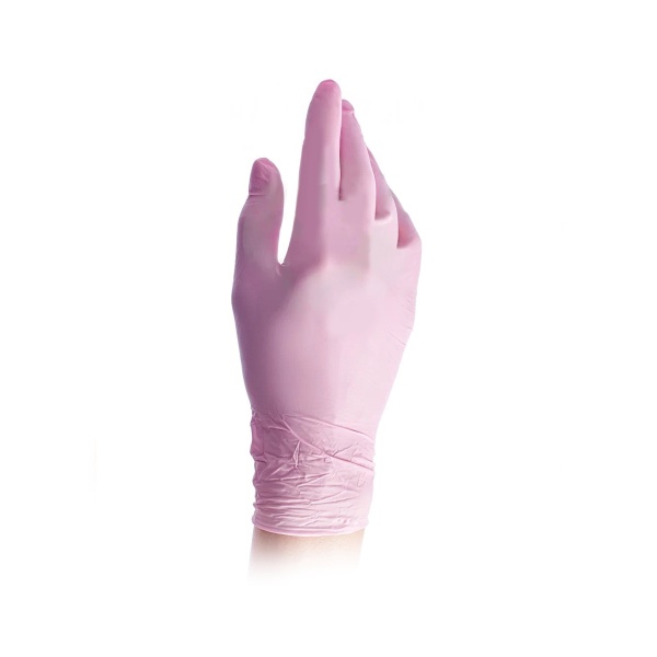 Benovy Перчатки нитриловые, текстурные на пальцах, розовые, L, 50 пар купить