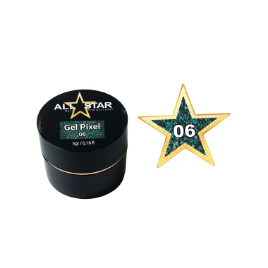 All Star Глиттер-гель Gel Pixel, №06 бирюзовый, 5 гр купить
